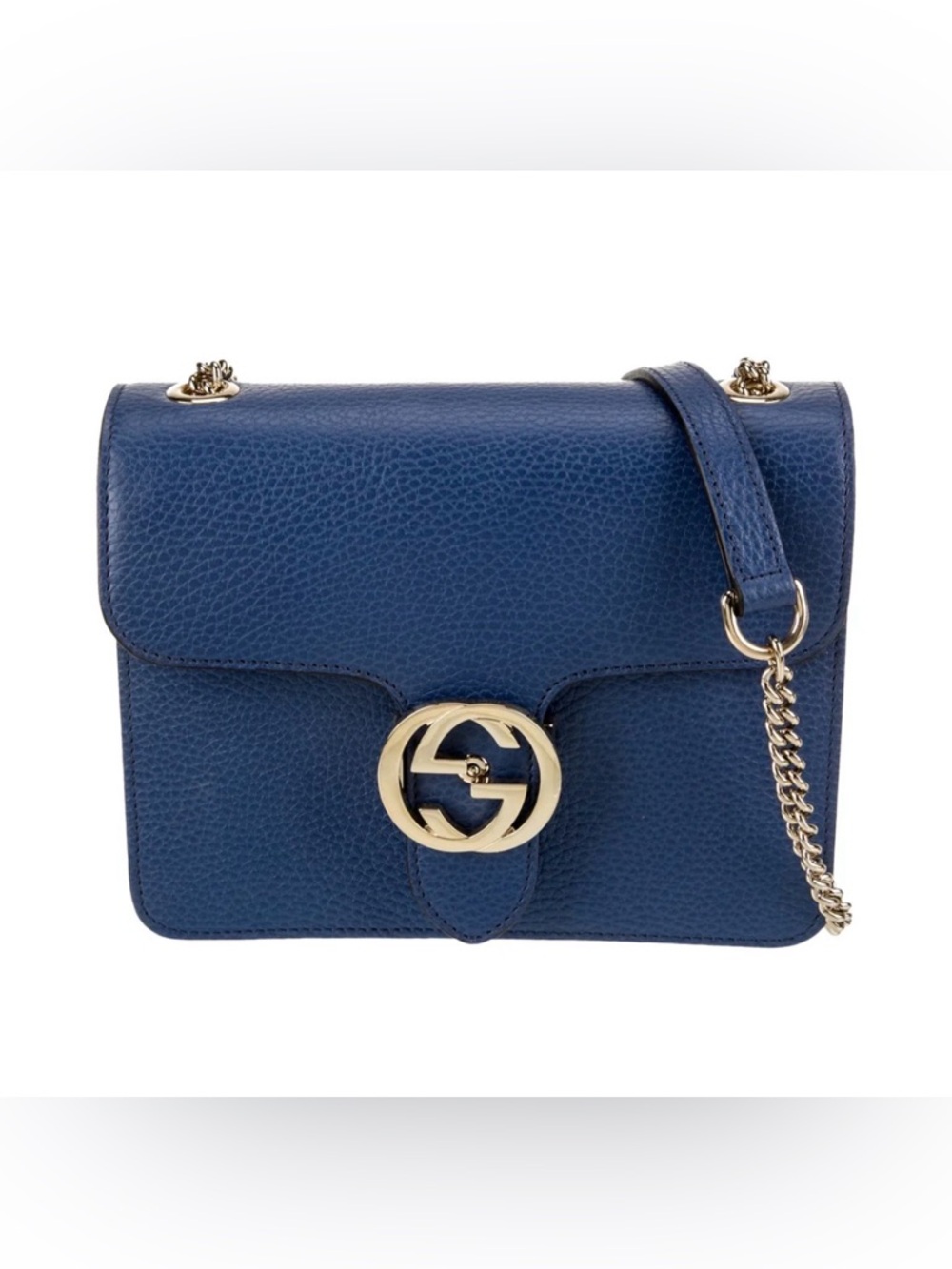 Gucci Blue Leather Shoulder Bag with interlocking G